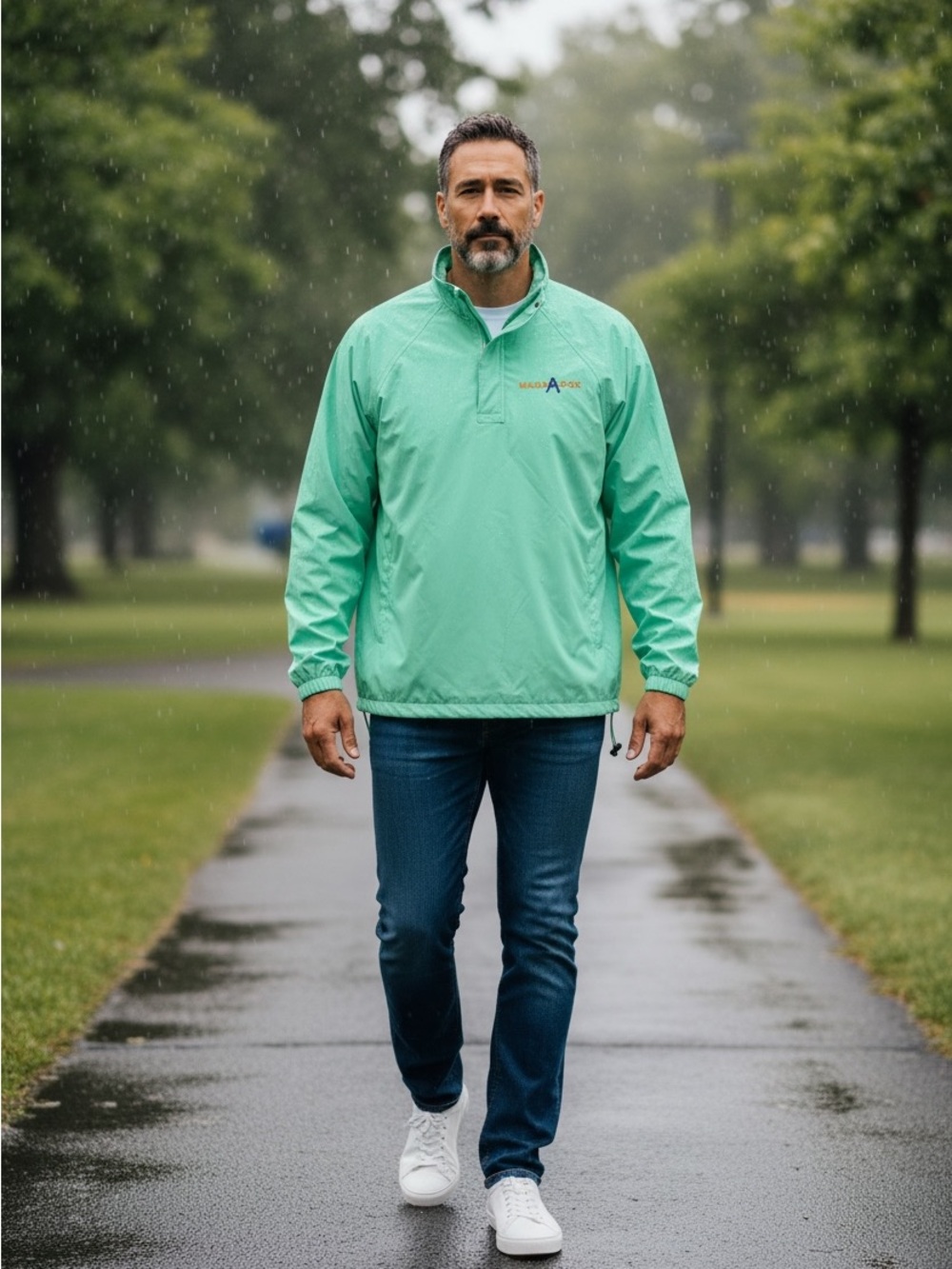 Weatherproof Men’s Mint/Kiwi Green Performance Pullover Rain Jacket Size L NWT